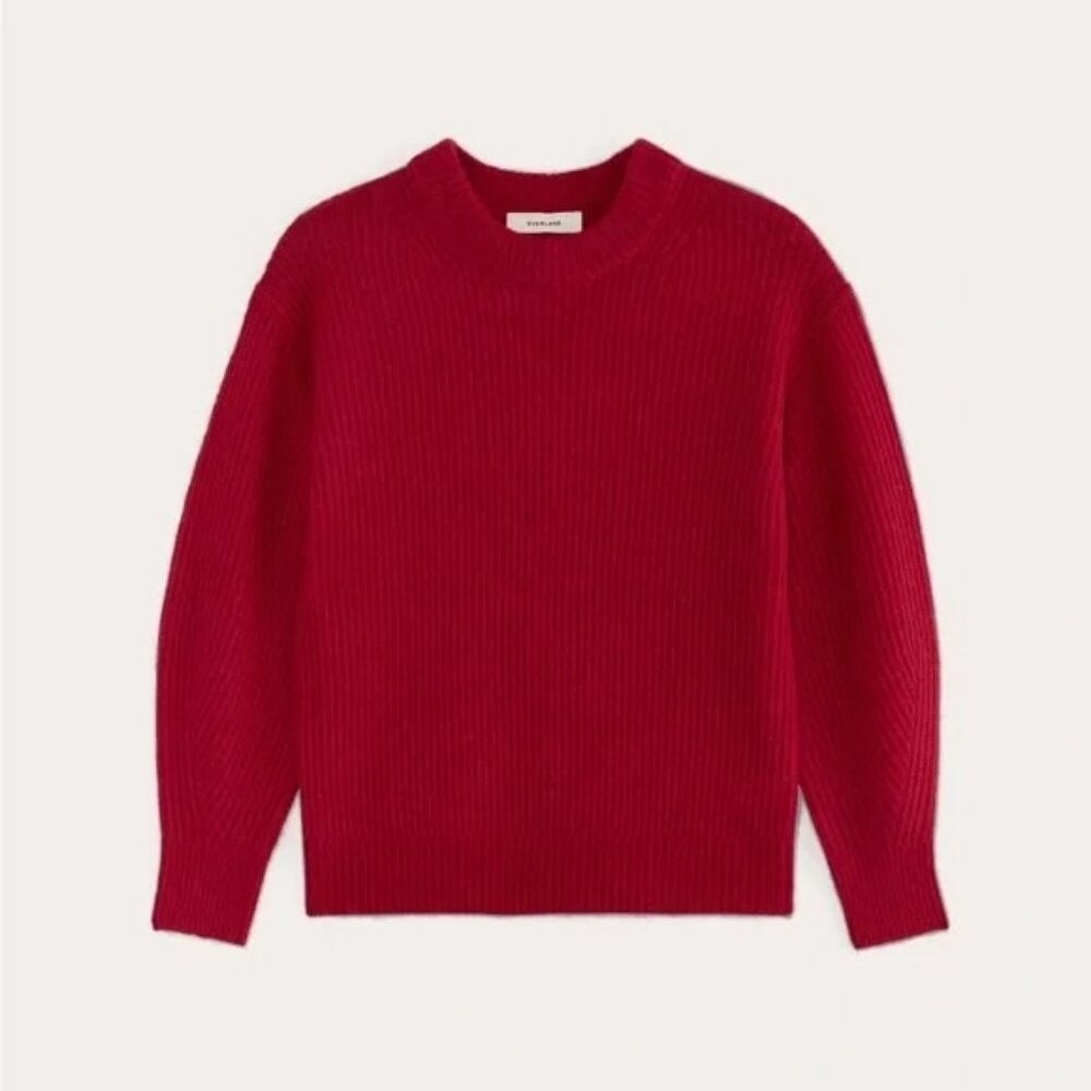 Everlane The Cocoon Crew in Alpaca, berry red, size small